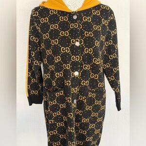 Gucci Black and Gold Hooded Cardigan W/ Removable Hoodie